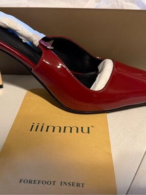 Red Patent Leather Slingback Heels by
